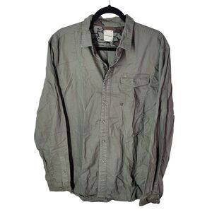 Split CO. USA Mens Sz XL Green Brown Solid Long Sleeve Button Down Shirt